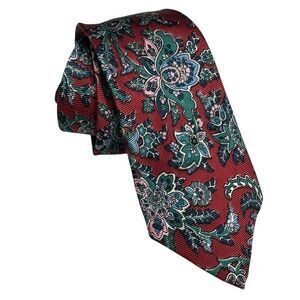 Vintage Polo Ralph Lauren Hand Made Silk Paisley Red Pink‎ Tie